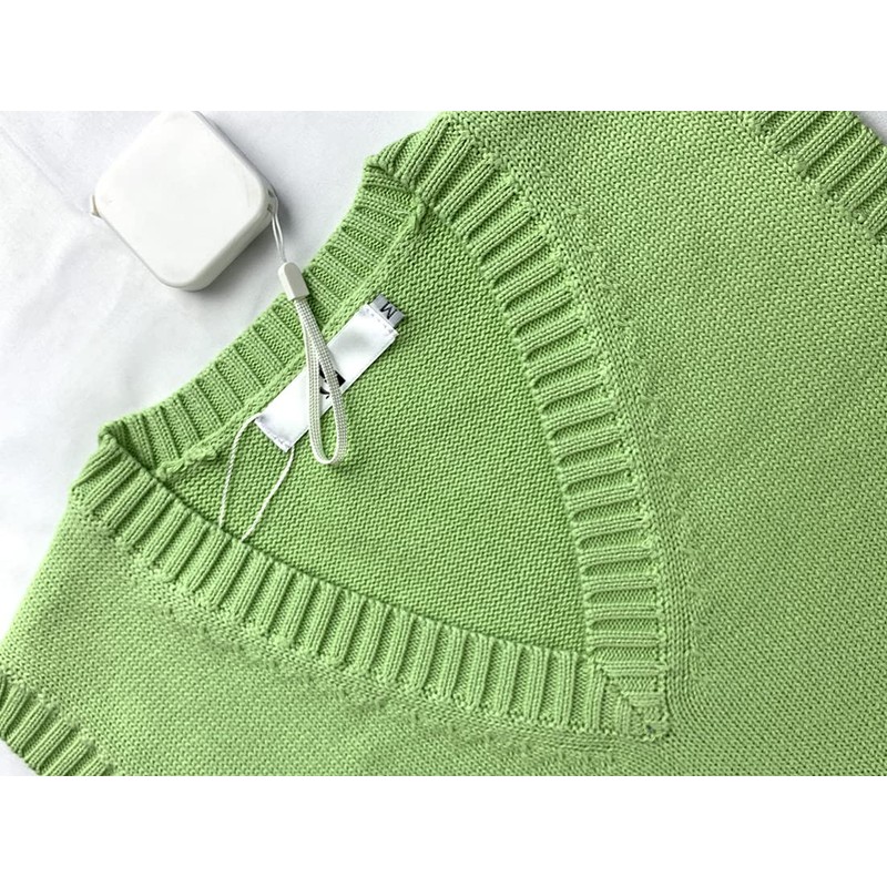 Men Women Knitted Cotton V-Neck Vest JK Uniform Pullover Sleeveless