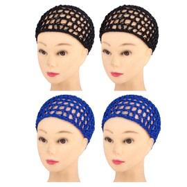 Framendino, paquete de 4 redes de malla de ganchillo para el pelo de punto de rayón, redecillas para el pelo, adorno para dormir nocturno, accesorios para el cabello (2 colores)