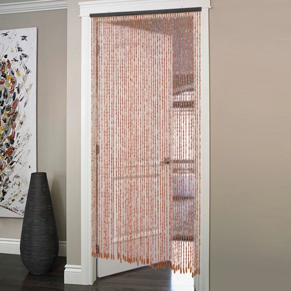 Unbranded Wood Beaded Curtain and Bamboo 52 Line Wave Dense