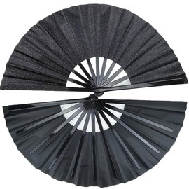 Large Foldable Clack Popping Hand Fan for Line Dancing, Outdoor Parties & Festivals – Glitter Rave Fan for EDM, Clubs, Men & Women (Loud, Durable) (1, black)