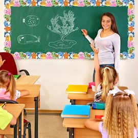 Leezead Sea Animal Border, 65.6Ft Under The Sea Bulletin Board Border Summer Ocean Theme Bulletin Border Trim Cute Sea Animal Fish Borders for School Classroom Chalkboard Whiteboard Wall Decor