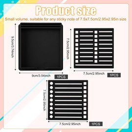 Sticky Note Stencil, Post It Note Holder with Line Box Drawing Template Self-Sticky Notepad Maker Memo Dispenser Pad Organizer for Desk Office Home School Supplies (Black)