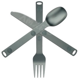 Magnetic Camping Utensils Set, Knife, Fork & Spoon Cutlery Set, Portable & Reusable Metal Aluminum Travel Flatware, Gray
