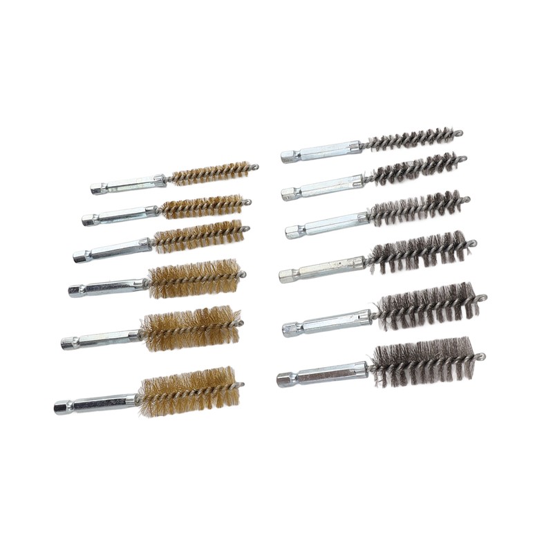 12PCS Bore Brush Copper and Iron 304 Stainless Steel Bristles