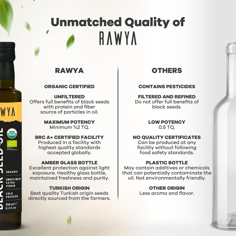 RAWYA Black Seed Oil - Organic Cold Pressed Nigella Sativa