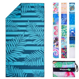 Winthome Beach Towel Waterless Eco Duplex Print Beach Towel Microfibre Large Quick Drying Lightweight Sand-Free Bath Towel for Beach Swimming Sauna Camping with Bag Oeko (180 x 90 cm, 1 Pack)