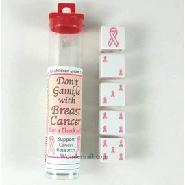 Pink Ribbon Dice 19mm 5ea