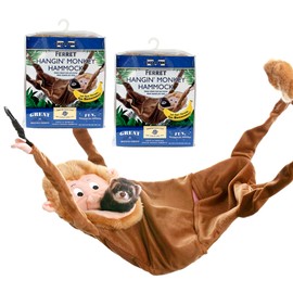 Marshall Pet Products Hanging Monkey Hammock – Fun & Cozy Suspended Bed for Ferrets - Soft Plush Design for Ultimate Comfort - Secure & Easy to Attach for Cages (Pack of 2)