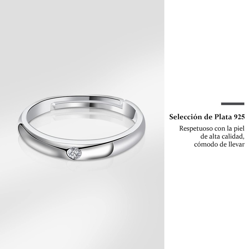 Anillos de Pareja Plata 925 Anillo de Compromiso Ajustable, Regalo