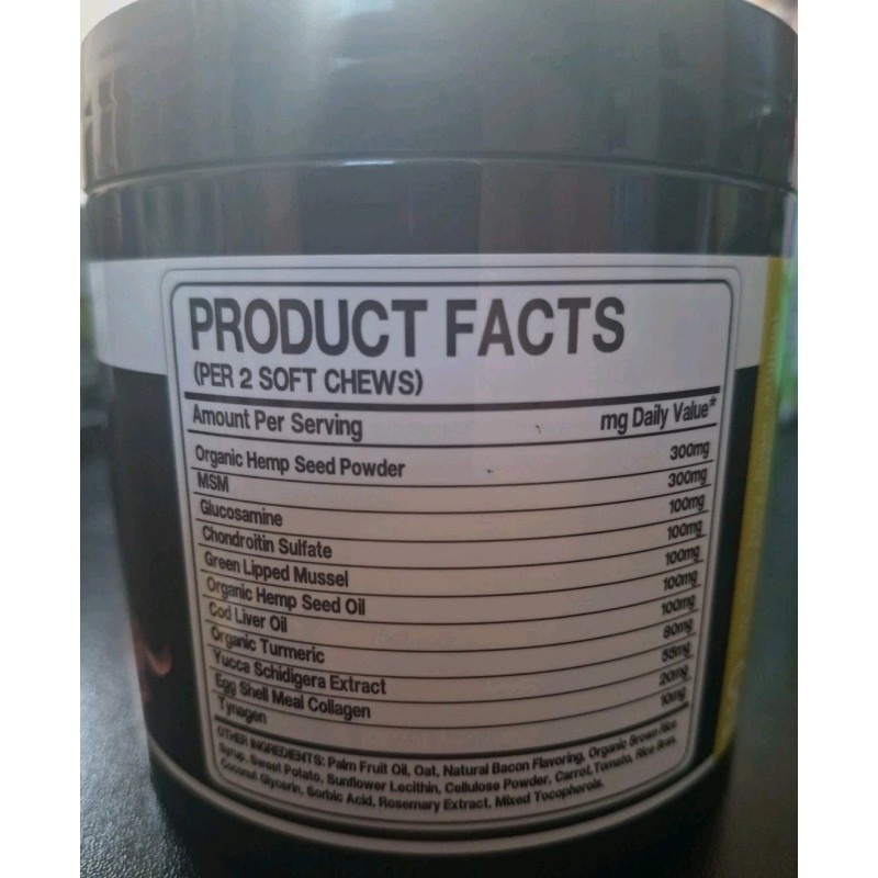 Healpark Hip + Joint Hemp Treats Glucosamine& MSM For Dogs.