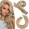 Moresoo Tape-In Hair Extensions, Real Hair, Blonde Streaked, Remy Hair,