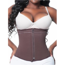 Sonryse 023ZL Fajas Colombianas Reductoras y Moldeadoras Open Bust Tummy Control Compression Waist Cincher Shaper for Women Chocolate X-Large