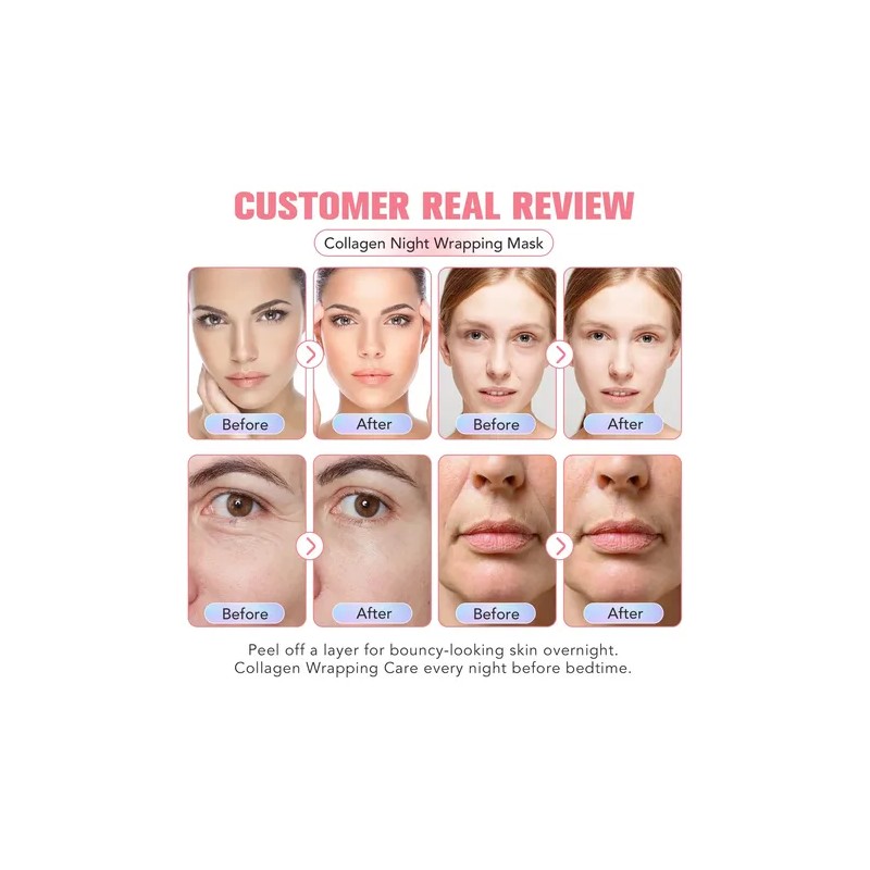 2pcs Collagen Night Wrapping Mask, Mejora La Elasticidad