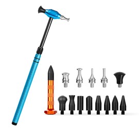 LadyRosian Paintless Dent Repair Tools Leveling Telescopic Hammer and Rubber Knockdown Tap Down with 9 Heads Kit for Car Body Hail Damage Dent Repair