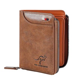 Sevitini Men's Leather Wallet, Genuine Leather Wallet with RFID Protection, Men's Small 13 Compartments, Portrait Format Wallet with Coin Compartment, light brown, Casual