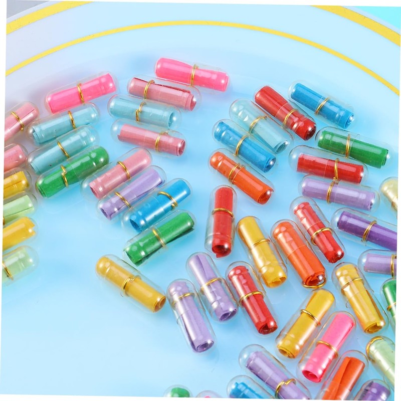 Levemolo 50pcs Mini Plastic Wishing Capsules Bottles for Capsule Bottles