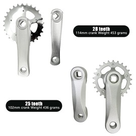 XFentechバイクコンポーネント - 25T / 28T子供用自転車クランクセット子供用自転車クランクチェーンホイール, 25T/102MM