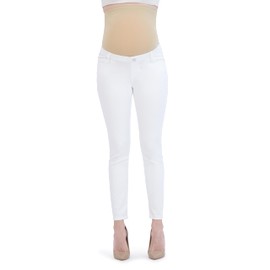 Savi Parker Maternity Work Pants for Women, Skinny Leg Over The Belly, Pregnancy Must Haves for Summer – Fall Maternity Clothes-29 Inseam (XS, White)