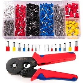 Crimping Pliers Wire End Ferrules Set, 1200 Pieces Ferrules, Cable Lugs, Crimping Pliers for 0.25-10 mm² Ergonomic Handle Crimp Tool, with Plastic Box