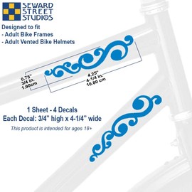 Seward Reflective Decals Vintage Swirls Set – Retro Style Safety Sticker Kit – Vintage Ornament Reflector Stickers Street Studios (Blue)