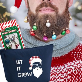 Pink Positive Hipster Santa Beard Christmas Gift Set for Men | Christmas Beard baubles, Cotton Wash Bag Gift for Dad with Beard