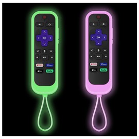 2Pack Taiyiluo Silicone Controller Cover for Onn Roku TV Remote Cover, Glow in The Dark Roku Remote Cover Compatible with Hisense TCL Roku Steaming Stick Express 4K Remote