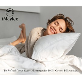 iMaylex 100% Egyptian Cotton Pillowcases, Ultra Soft and Breathable Elegant Envelope Closure Pillow Cases, Standard 20x26 Inches, Light Grey