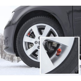 Arenbel Skull Tire Wheel Dust Stems Cover 4pcs Stem Caps Funny Car Accessories for Cars SUVs Bike Bicycle Truck Motorcycle, Red