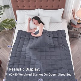 Yescool Weighted Blanket for Adults (20 lbs, 60” x 80”, Gray) – Cooling Heavy Blanket for Sleeping, Ideal for 190-210 lbs, Queen Size, Breathable with Premium Glass Beads, Machine Washable