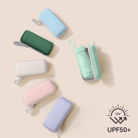 Portable Pocket Umbrella with Box, 1 Count Lightweight Foldable Umbrella, Home Essentials, Sunny and Rain Dual-use Umbrella for Outdoor Activities - Color: Blue, Specification: one-size