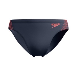 Speedo Men's Hyperboom Splice Briefs |Quick Drying | Training | Fitness | Chlorine Resistant Swimwear, Black/Neon Coral, 42