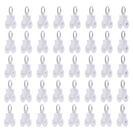 Skweawert 80Pcs 0.45" Dia Curtain Track Rollers Plastic Twin Wheeled Carriers Drapery Rail for Windows Shower Curtain Tracks