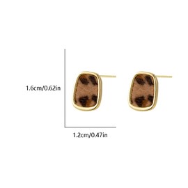 Dainty Leopard Print Stud Earrings for Women Vintage Minimalist Gold Plated Geometric Animal Print Studs Hypoallergenic Fashion Jewelry for Her Mom Birthday Thanksgiving 16mm