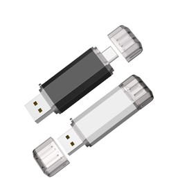 Vansuny 2 Pack 128GB USB C Flash Drive 2 in 1 OTG USB 3.0 + USB C Memory Stick with Keychain Dual Type C USB Thumb Drive Photo Stick Jump Drive (Black and Silver)