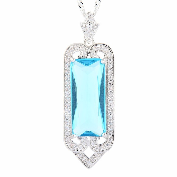 Riva Pendant with 45 cm Chain and Rectangular Cut Gemstone