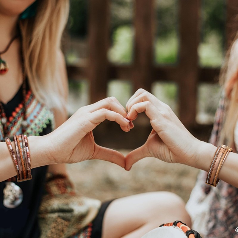 Kakonia Leather Wrap Bracelets for Women,Boho Wrap Bracelets Leather Cuff