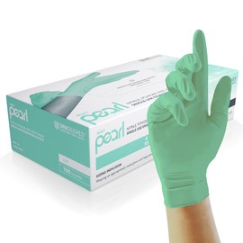 UNIGLOVES - Mint Pearl Custom-Fit Disposable Nitrile Gloves, Food-Safe, Powder-Free & Latex-Free, High Strength & Durability, Pack of 100, Disposable Gloves, XL
