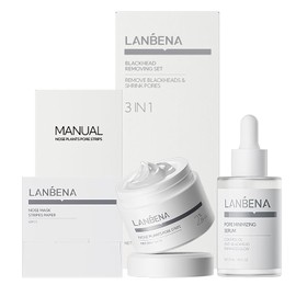 LANBENA 3-in-1 Blackhead Removal Set - Mask, Serum, & Strips for Clear, Smooth Skin