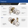 BRINKS – Transitional Privacy Locking Interior Ball Door Knob, Satin