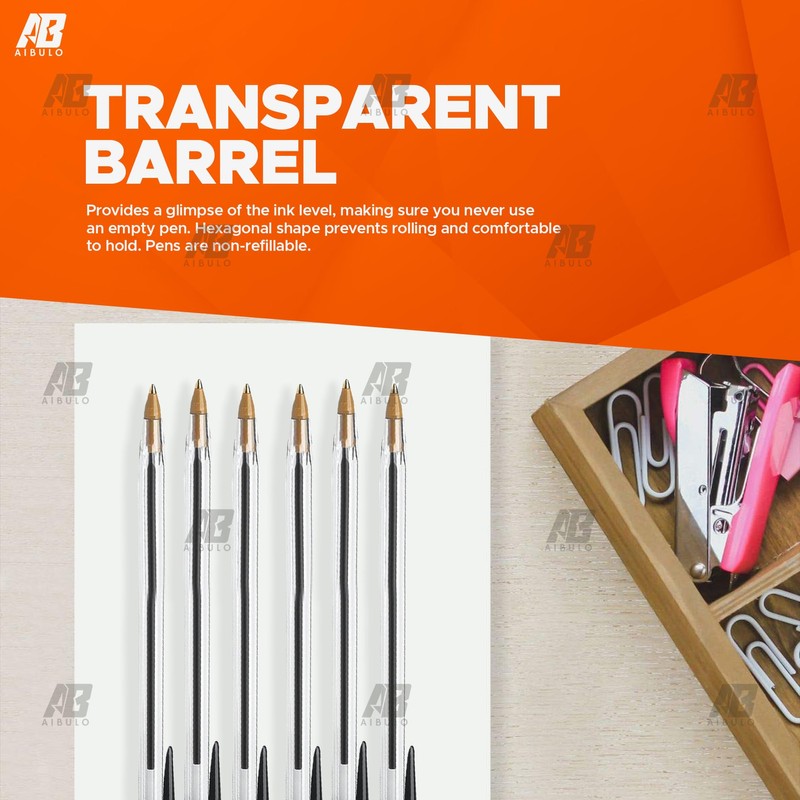 AIBULO Improved Medium Tip Fluent Smooth Writing Black Biro Ballpoint