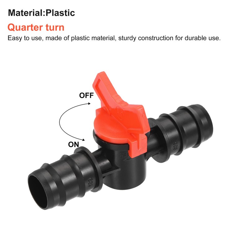 sourcing map Ball Valve 23mm Barb Connector Shut Off Switch