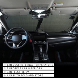 KBOISE Foldable Car Windshield Sun Shade with Storage Pouch, Car Front Window Sun Shield, Block UV Rays, Protect and Cool Vehicle Interiors, (Medium 59 x 31 in), Silver