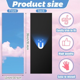 Ireer 4 Pcs School Locker Magnetic Wallpaper 12 x 36 Inch Magnetic Locker Wallpaper Locker Decorations Removable School Locker Sticker Accessory Decorative School Locker Covering (Sky Style)