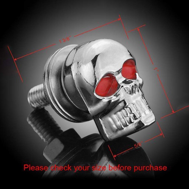 Pack of 4 3D Skeleton Motorcycle License Plate Screw Fixings,