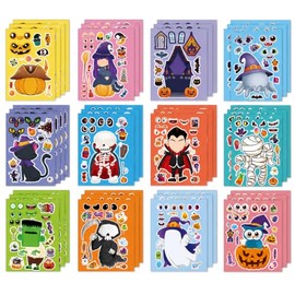 JeeLeeko 48pcs Pegatinas Halloween, Manualidades DIY