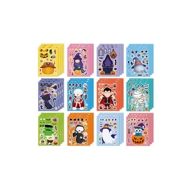 JeeLeeko 48pcs Pegatinas Halloween, Manualidades DIY