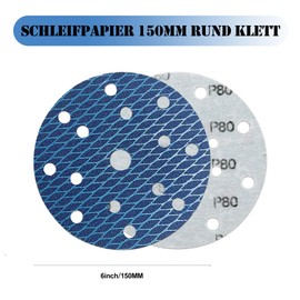 GZKTY Pack of 45 150 mm Velcro Sandpaper, Eccentric Sanding Discs, 15-Hole Grain 60 Sanding Pads, Abrasive Resistant to Clogging for Random Orbital Sander Sanding Machine Polishing Machine