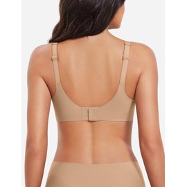 YEOREO Womens Everyday Bra Scoop Wireless Bralette No Underwire Corriney Full Coverage Push Up Bra, Khaki, Large