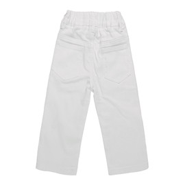 KIDSCOOL SPACE Toddler & Big Girls Jeans, 18M-13T Simple Desgin Ribbed Waist Stretch Denim Pants,White,5-6 Years