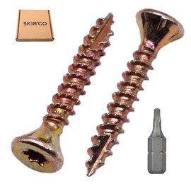 SKIR'CO (Pack of 200) Zinc Plated Steel 3.0 x 20mm Yellow Wood Screws Countersunk Torx Head Type 17 Chipboard Screws